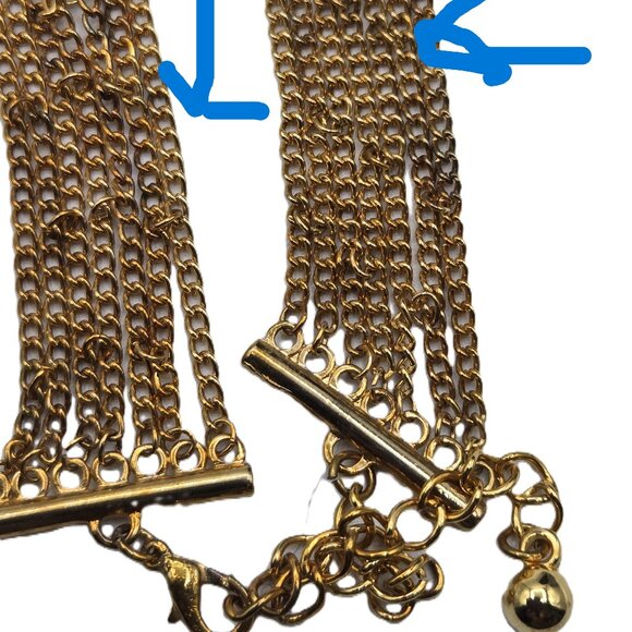 Multi Strands of Chains Necklace Gold-Tone 12" AS IS Crafts & Makeover Use - Picture 7 of 11